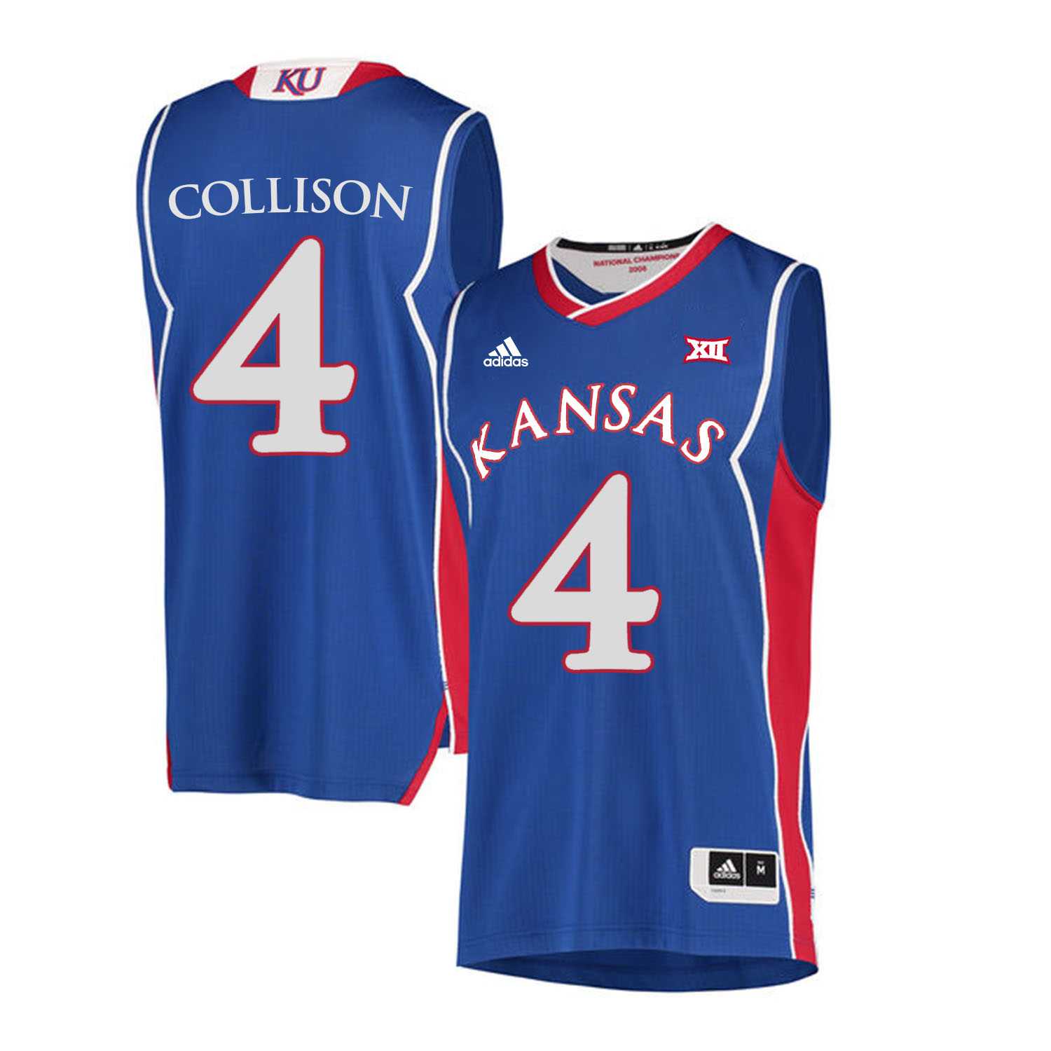 Kansas Jayhawks 4 Nick Collison Blue Throwback College Basketball Jersey Dzhi
